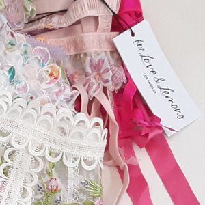 For Love And Lemons Floral Lace Panties - Pink and White